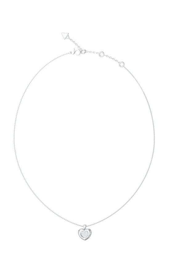 GUESS STEEL L.O.V.E. JUBN05463JWRHT/U Κολιέ Ασημένιο Με Καρδιά