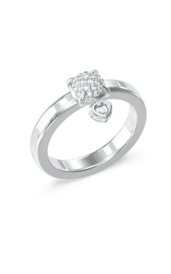 GUESS STEEL L.O.V.E. JUBR05470JWRH54 Δαχτυλίδι Ασημένιο Με Μίνι Καρδιά Με Πέτρες