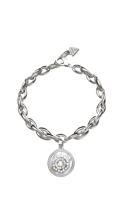 GUESS STEEL LA FLEUR JUBB04546JWRHL Βραχιόλι Ασημένιο Με Σχέδιο Με Πέτρες