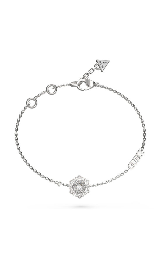 GUESS STEEL LA FLEUR JUBB04557JWRHL Βραχιόλι Ασημένιο Με Σχέδιο Με Πέτρες Και Λογότυπο