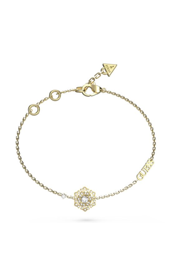 GUESS STEEL LA FLEUR JUBB04557JWYGL Βραχιόλι Χρυσό Με Σχέδιο Με Πέτρες Και Λογότυπο