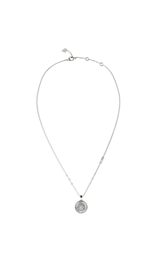 GUESS STEEL LA FLEUR JUBN04548JWRHT/U Κολιέ Ασημένιο Με Σχέδιο Και Λογότυπο