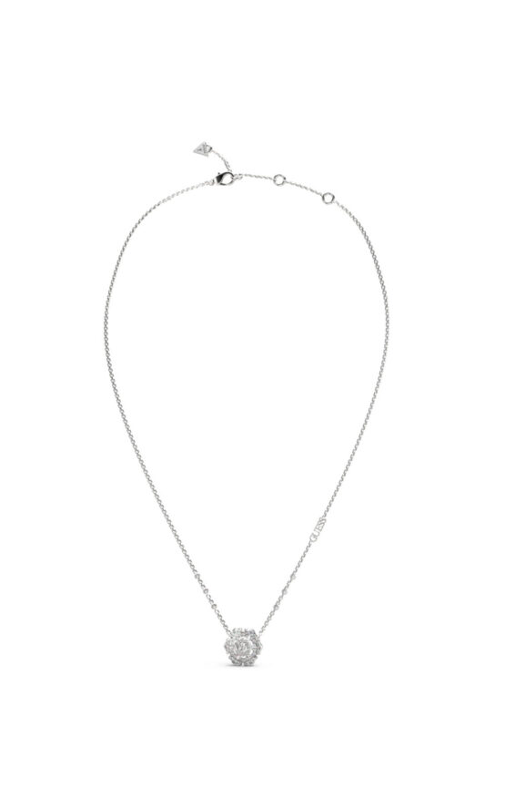 GUESS STEEL LA FLEUR JUBN04556JWRHT/U Κολιέ Ασημένιο Με Σχέδιο Με Πέτρες