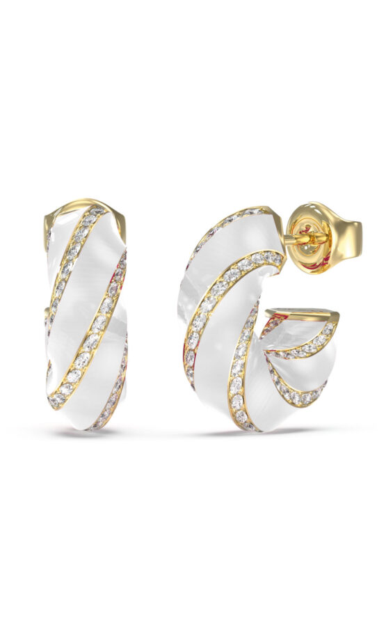 GUESS STEEL LE MIRAGE JUBE05383JWYGWHT/U Κρίκοι Άσπροι Με Πέτρες