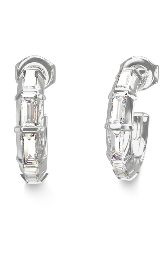 GUESS STEEL LES BAGUETTES JUBE06332JWRHT/U Κρίκοι Ασημένιοι Με Πέτρες