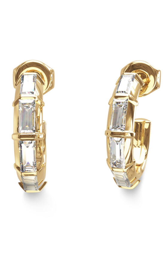 GUESS STEEL LES BAGUETTES JUBE06332JWYGT/U Κρίκοι Χρυσοί Με Πέτρες