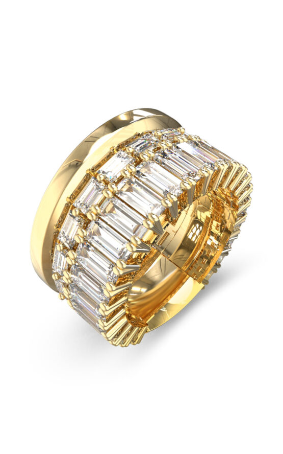GUESS STEEL LES BAGUETTES JUBR06328JWYG52 Δαχτυλίδι Χρυσό Με Πέτρες