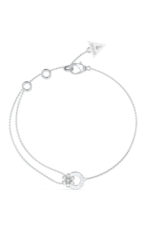 GUESS STEEL LILY JUBB05111JWRHL Βραχιόλι Ασημένιο Με Σχέδιο Λουλούδι