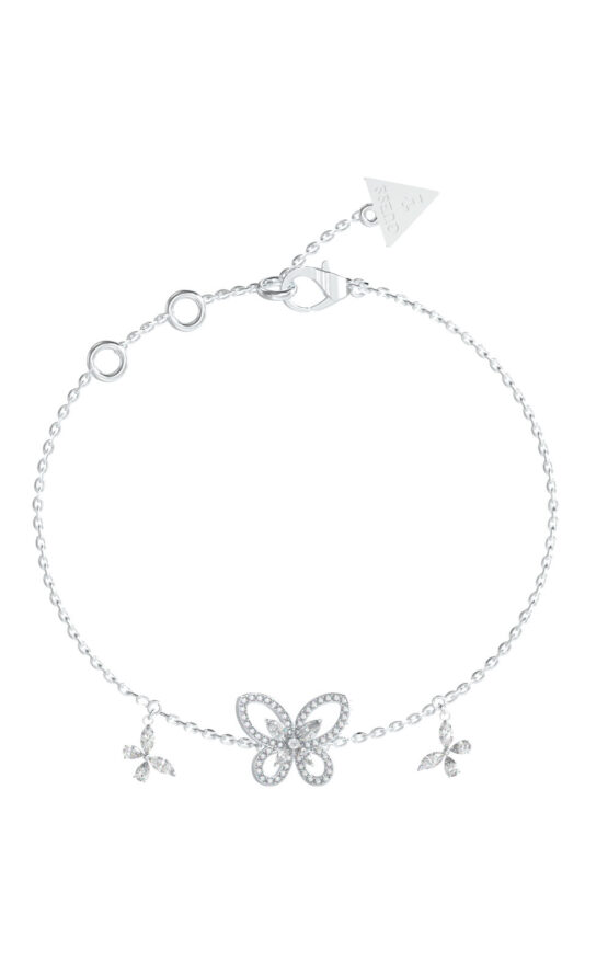 GUESS STEEL LILY JUBB05113JWRHL Βραχιόλι Ασημένιο Με Πεταλούδα Με Πέτρες