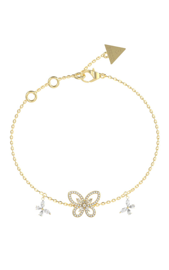 GUESS STEEL LILY JUBB05113JWYGL Βραχιόλι Χρυσό Με Πεταλούδα Με Πέτρες