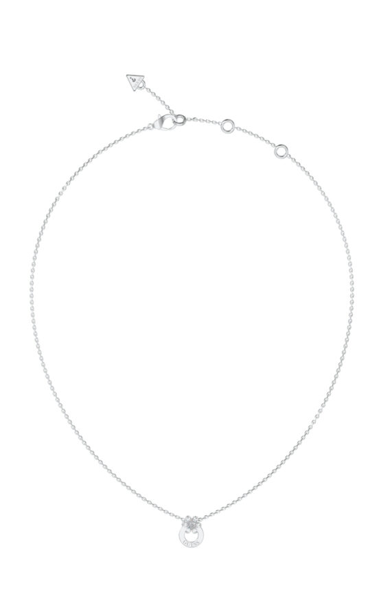 GUESS STEEL LILY JUBN05107JWRHT/U Κολιέ Ασημένιο Με Λουλούδι Και Λογότυπο