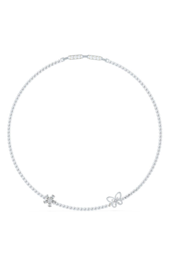 GUESS STEEL LILY JUBN05118JWRHT/U Κολιέ Ασημένιο Με Πέτρες Και Πεταλούδα