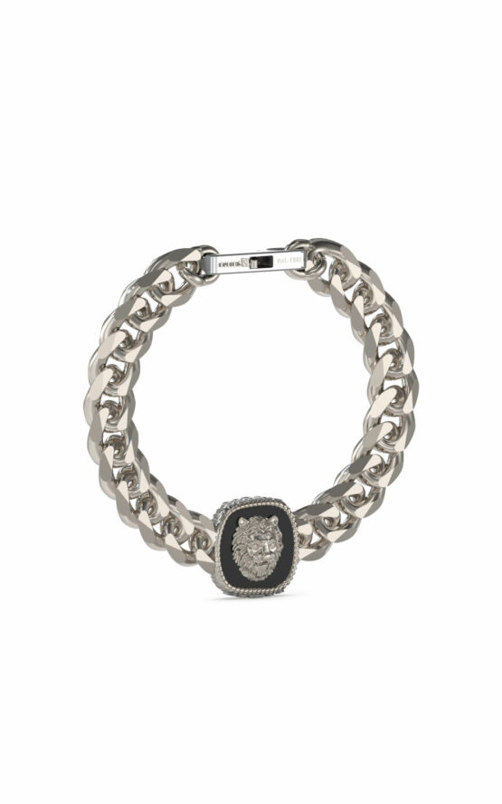 GUESS STEEL LION KING JUMB04001JWSTBKL Βραχιόλι Ασημένιο Με Λιοντάρι