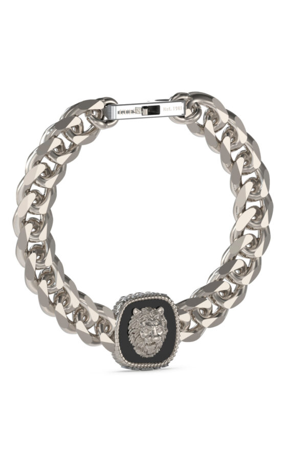 GUESS STEEL LION KING JUMB04001JWSTBKS Βραχιόλι Ασημένιο Με Λιοντάρι