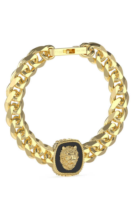 GUESS STEEL LION KING JUMB04001JWYGBKS Βραχιόλι Χρυσό Με Λιοντάρι