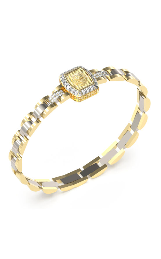 GUESS STEEL LION KING JUMB05003JWYGSTT/U Βραχιόλι Χρυσό Με Λιοντάρι Με Πέτρες