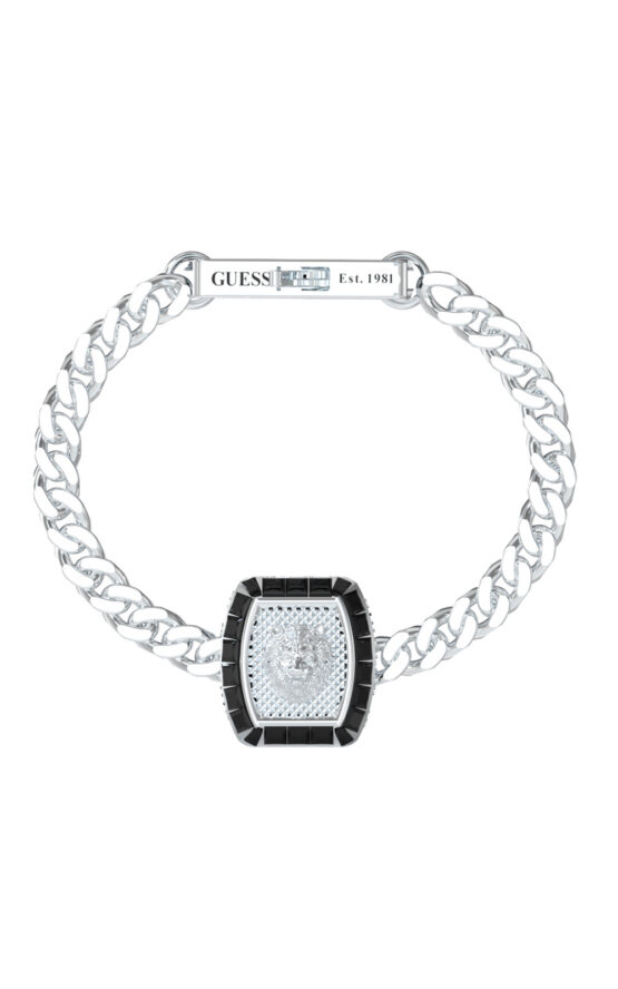 GUESS STEEL LION KING JUMB05009JWSTL Βραχιόλι Ασημένιο Με Λιοντάρι