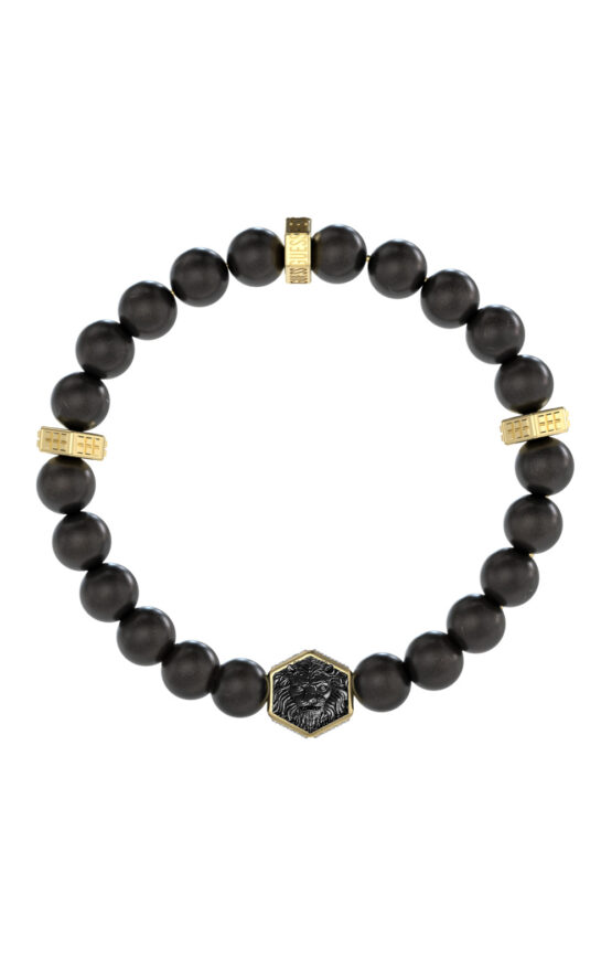 GUESS STEEL LION KING JUMB06005JWYGBKT/U Βραχιόλι Δίχρωμο Με Χάντρες Με Λιοντάρι