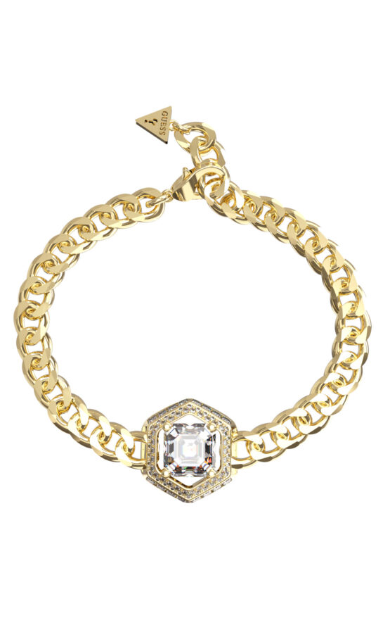 GUESS STEEL LIONESS QUEEN JUBB06186JWYGL Βραχιόλι Χρυσό Με Πέτρα