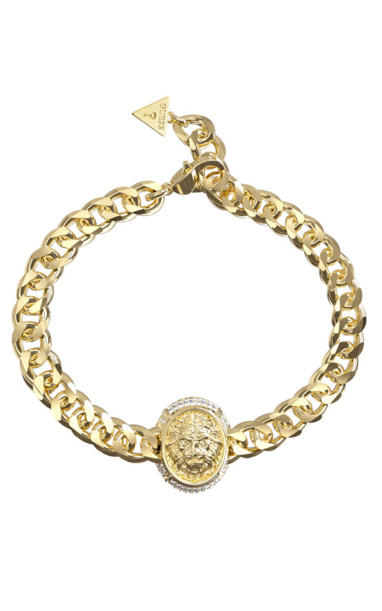 GUESS STEEL LIONESS QUEEN JUBB06190JWYGL Βραχιόλι Χρυσό Με Λιοντάρι