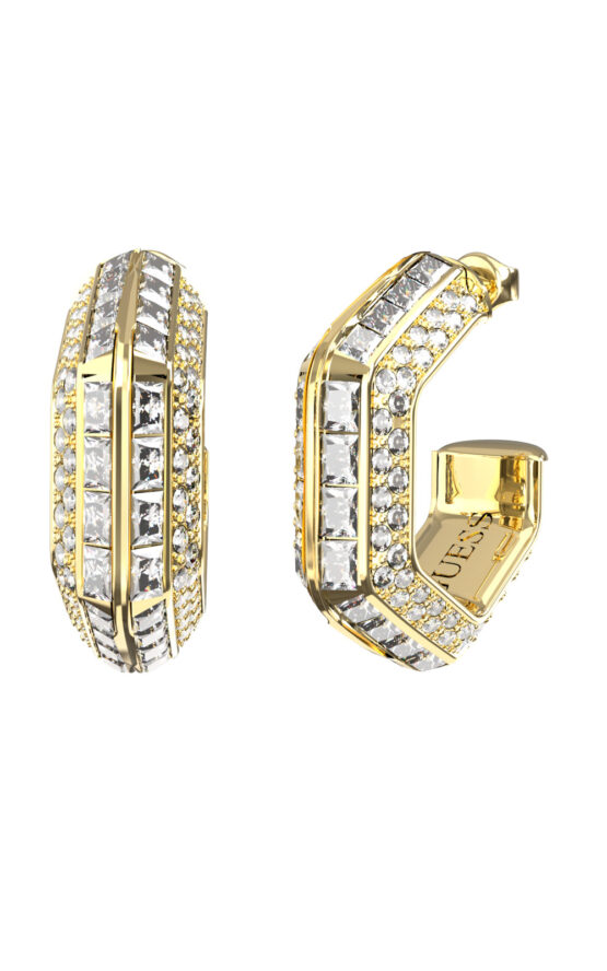 GUESS STEEL LIONESS QUEEN JUBE06188JWYGT/U Κρίκοι Χρυσοί Με Πέτρες