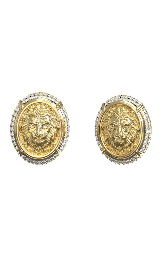 GUESS STEEL LIONESS QUEEN JUBE06191JWYGT/U Σκουλαρίκια Χρυσά Με Λιοντάρι