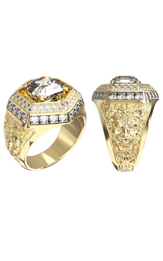 GUESS STEEL LIONESS QUEEN JUBR06187JWYG58 Δαχτυλίδι Χρυσό Με Πέτρες Και Λιοντάρι