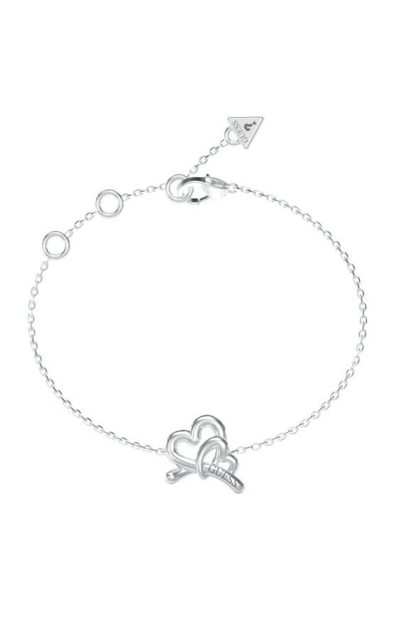 GUESS STEEL LOVE BITES JUBB06057JWRHL Βραχιόλι Ασημένιο Με Καρδιές