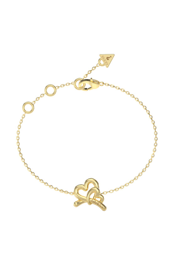 GUESS STEEL LOVE BITES JUBB06057JWYGLL Βραχιόλι Χρυσό Με Καρδιές