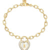 GUESS STEEL LOVE BITES JUBB06064JWYGL Βραχιόλι Χρυσό Με Δίχρωμη Καρδιά Με Πέτρες