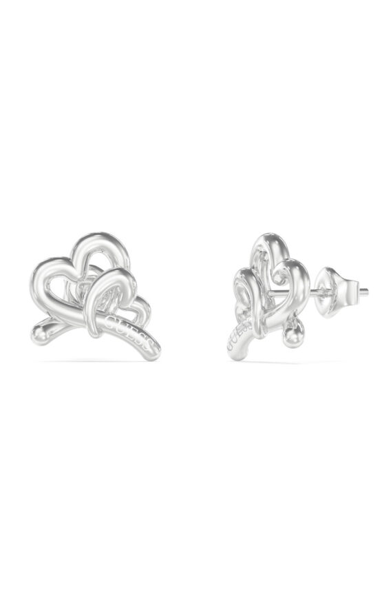 GUESS STEEL LOVE BITES JUBE06058JWRHT/U Σκουλαρίκια Ασημένιες Καρδιές