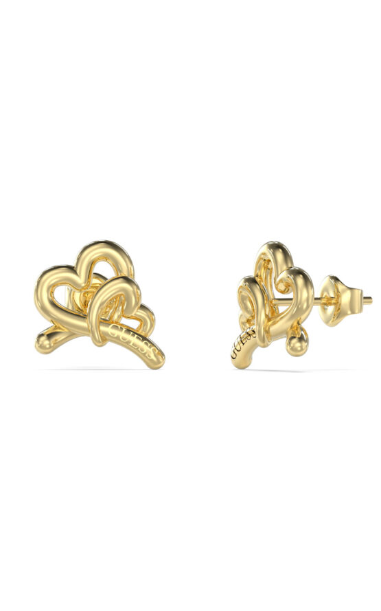 GUESS STEEL LOVE BITES JUBE06058JWYGT/U Σκουλαρίκια Χρυσά Καρδιές
