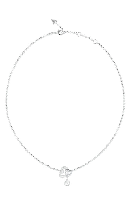 GUESS STEEL LOVE BITES JUBN06051JWRHT/U Κολιέ Ασημένιο Με Καρδιές