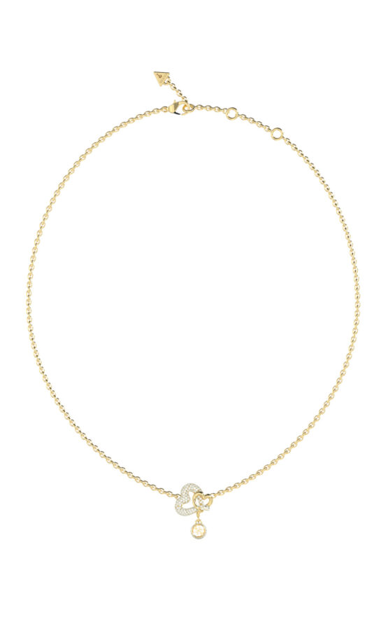 GUESS STEEL LOVE BITES JUBN06051JWYGT/U Κολιέ Χρυσό Με Καρδιές