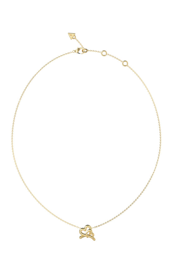 GUESS STEEL LOVE BITES JUBN06056JWYGT/U Κολιέ Χρυσό Με Καρδιές