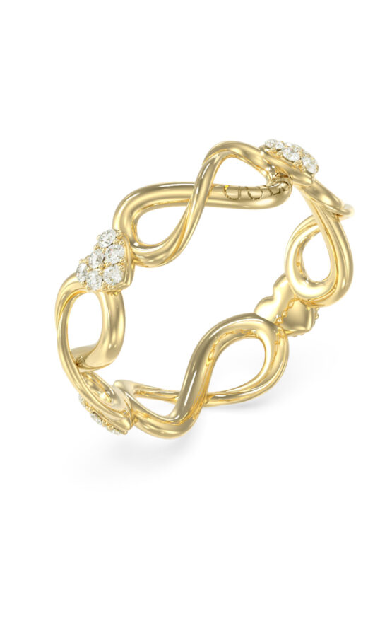 GUESS STEEL LOVE BITES JUBR06050JWYG56 Δαχτυλίδι Χρυσό Άπειρο Με Πέτρες