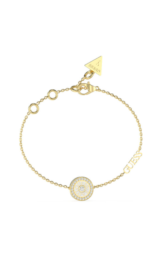 GUESS STEEL LOVE GUESS JUBB04082JWYGWHL Χρυσό Βραχιόλι Με Λευκό Σχέδιο