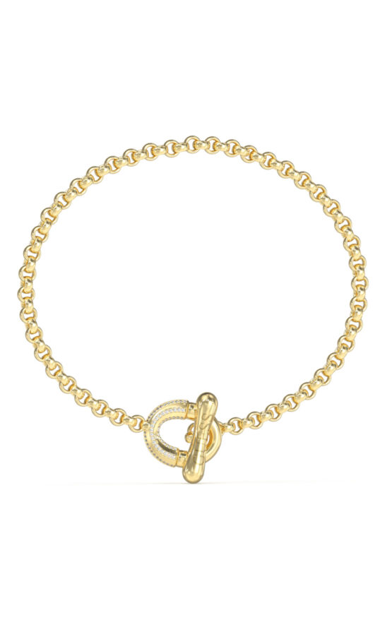 GUESS STEEL MAJORELLE JUBB05372JWYGL Βραχιόλι Χρυσό Με Κλειδαριά Με Πέτρες