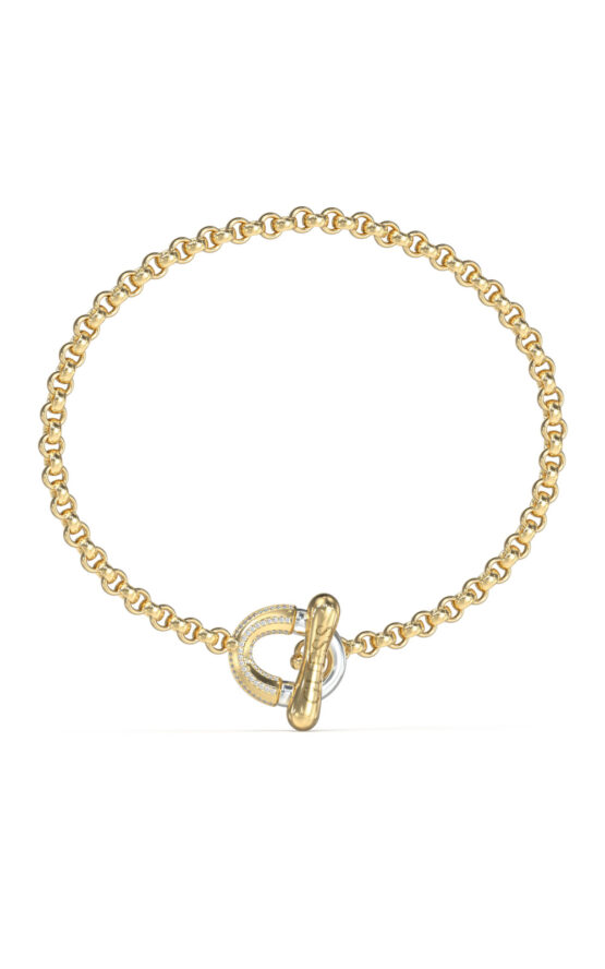GUESS STEEL MAJORELLE JUBB05372JWYGRHL Βραχιόλι Χρυσό Με Κλειδαριά Δίχρωμη Με Πέτρες