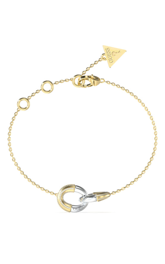 GUESS STEEL MAJORELLE JUBB05374JWYGRHL Βραχιόλι Χρυσό Με Δίχρωμους Κρίκους Με Πέτρες