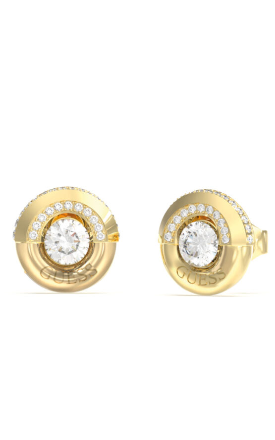 GUESS STEEL MAJORELLE JUBE05380JWYGT/U Σκουλαρίκια Χρυσά Με Πέτρες Και Λογότυπο