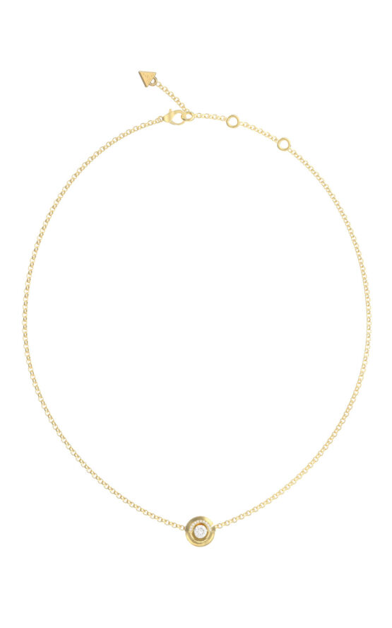 GUESS STEEL MAJORELLE JUBN05377JWYGT/U Κολιέ Χρυσό Με Σχέδιο Με Πέτρα Και Λογότυπο