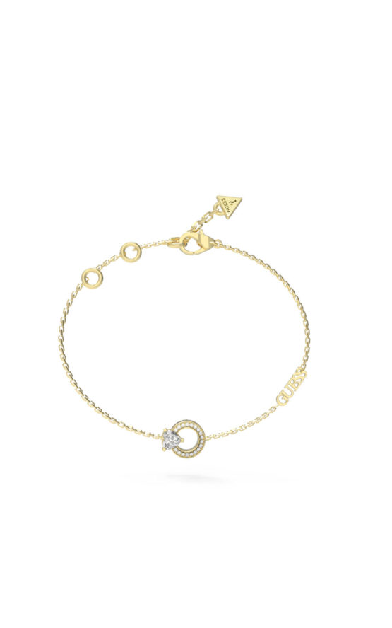 GUESS STEEL M'AMA NON M'AMA JUBB04663JWYGL Βραχιόλι Χρυσό Με Σχέδιο Με Πέτρα Και Λογότυπο