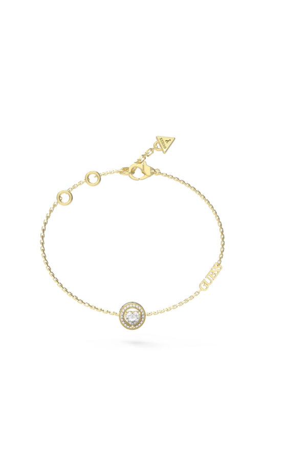 GUESS STEEL M'AMA NON M'AMA JUBB04668JWYGL Βραχιόλι Χρυσό Με Πέτρα Και Λογότυπο