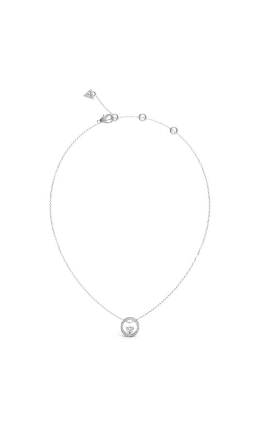 GUESS STEEL M'AMA NON M'AMA JUBN04665JWRHT/U Κολιέ Ασημένιο Με Καρδιά