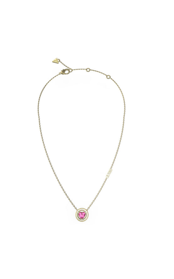GUESS STEEL M'AMA NON M'AMA JUBN04667JWYGFCT/U Κολιέ Χρυσό Με Ροζ Καρδιά