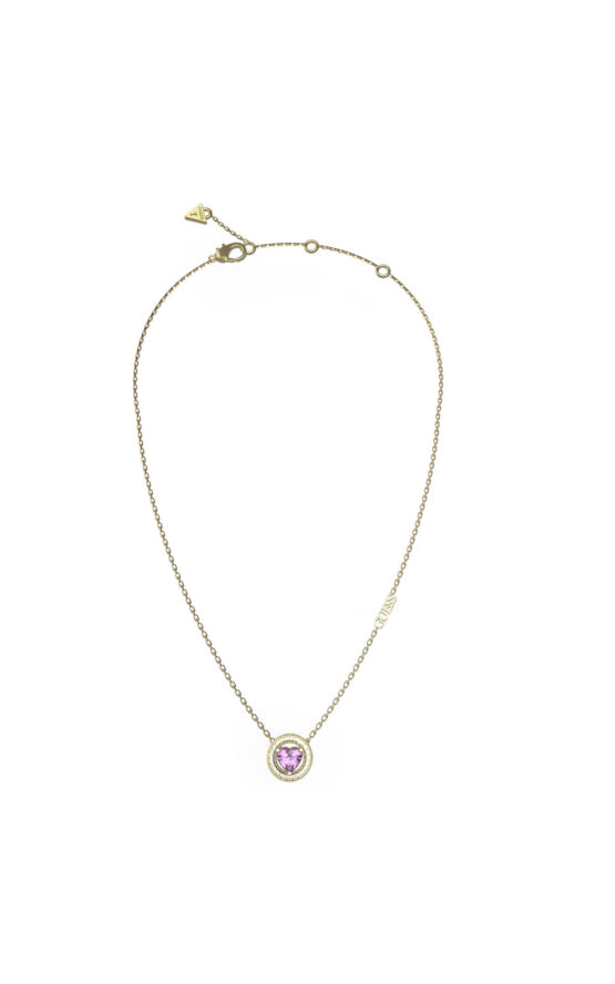 GUESS STEEL M'AMA NON M'AMA JUBN04667JWYGLAT/U Κολιέ Χρυσό Με Μωβ Καρδιά