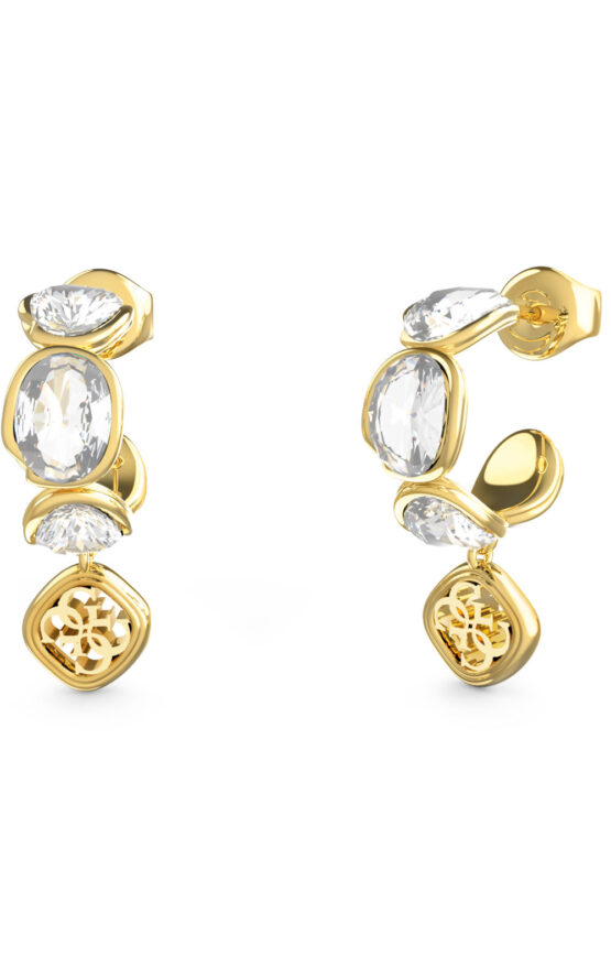GUESS STEEL MAMOUNIA JUBE05571JWYGT/U Σκουλαρίκια Χρυσά Με Πέτρες Και Λογότυπο