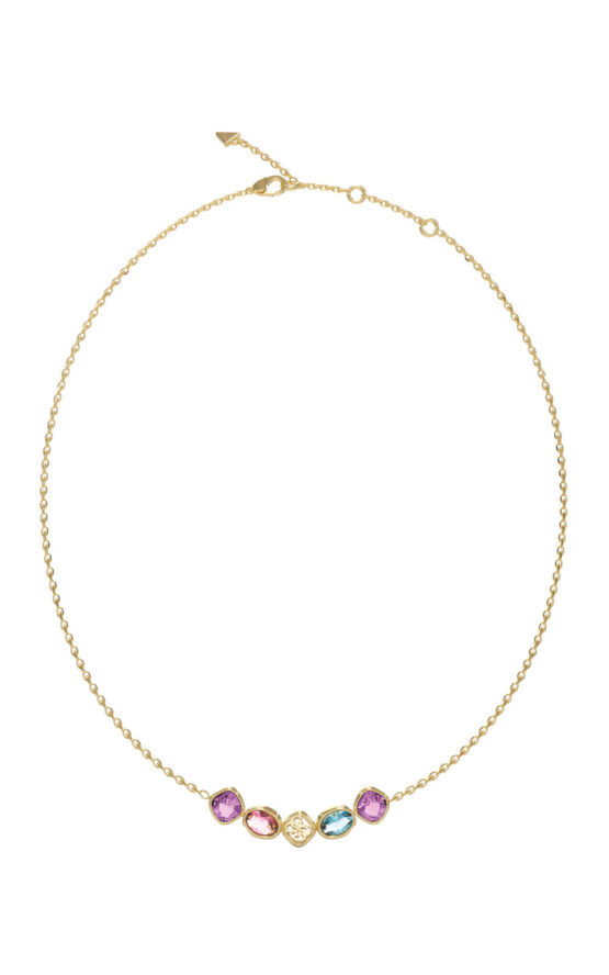 GUESS STEEL MAMOUNIA JUBN05569JWYGMCT/U Κολιέ Χρυσό Με Πολύχρωμες Πέτρες Και Λογότυπο