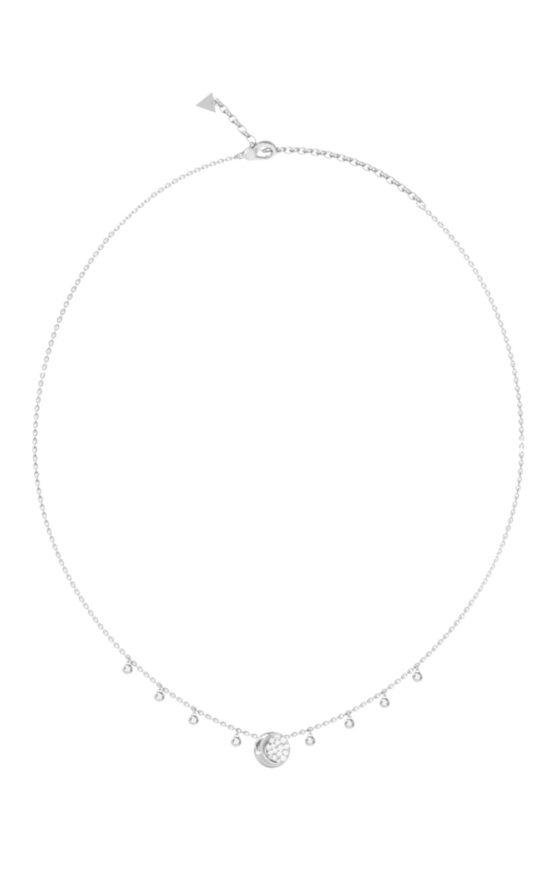GUESS STEEL MARINA JUBN06238JWRHT/U Κολιέ Ασημένιο Με Κρεμαστά Τσαρμ Με Σχέδιο Με Πέτρες